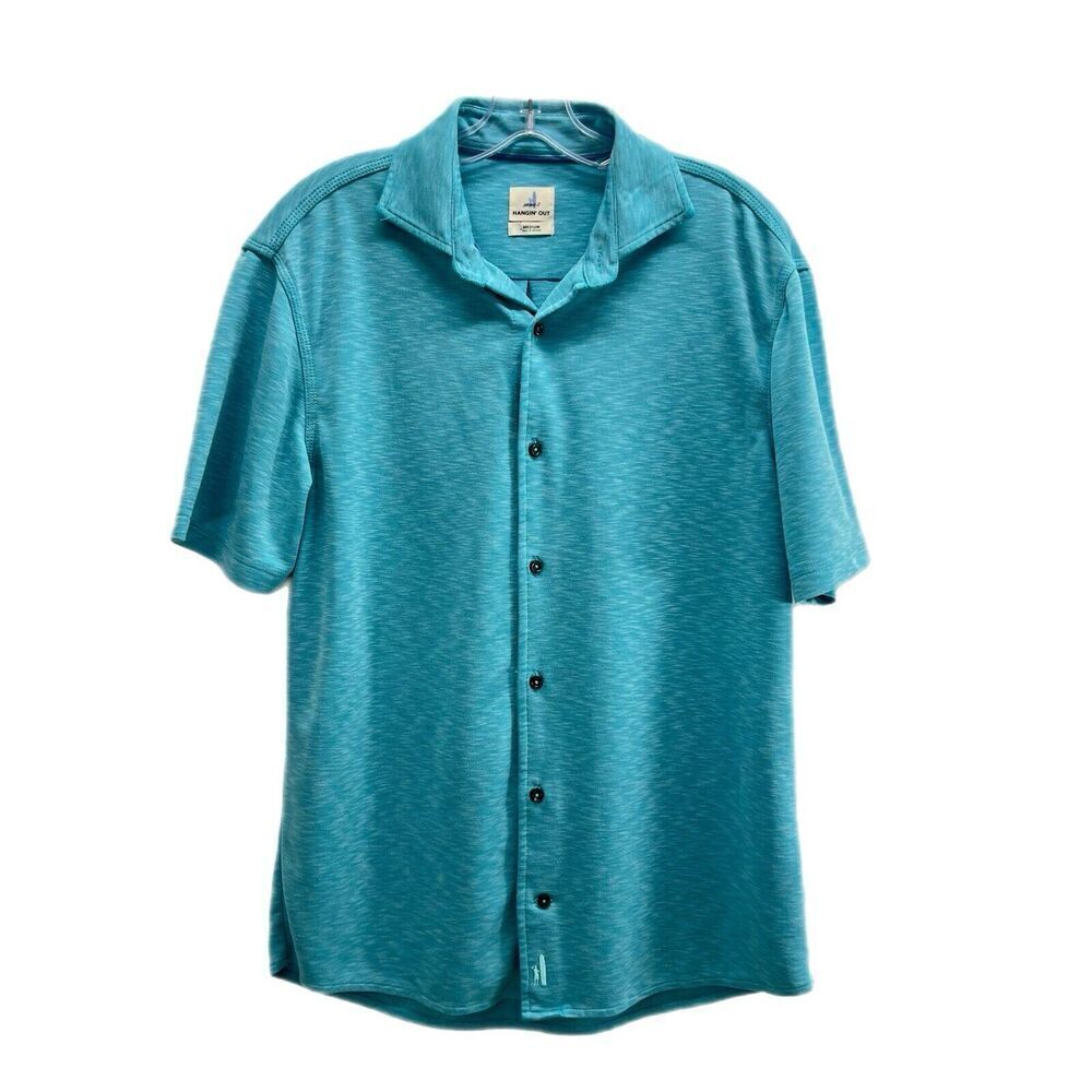 Johnnie-O - Hanging Out Blue Short Sleeve Button Down Medium Performance